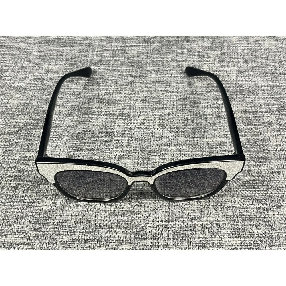 Jessica Simpson Black Glitter Cat Eye Sunglasses J5632 OX Smoke Gradient Lenses
